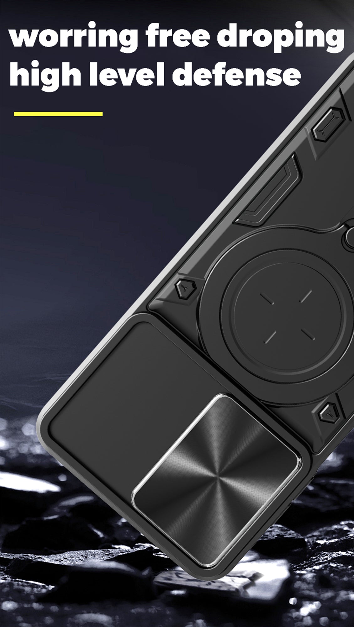 Samsung Galaxy A07 Ring Kickstand Case w/ Camera Cover [Black]