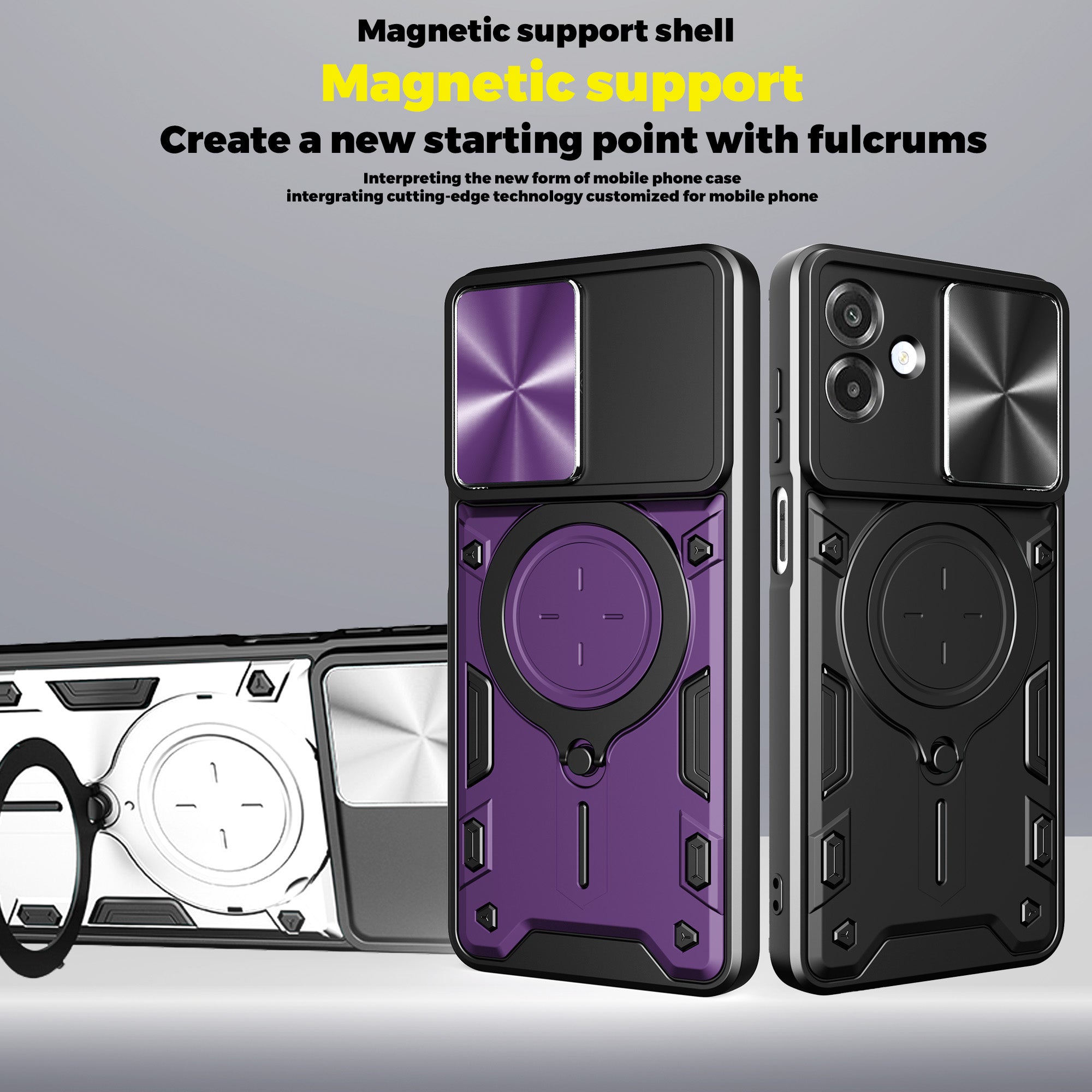 Samsung Galaxy A07 Ring Kickstand Case w/ Camera Cover [Black]