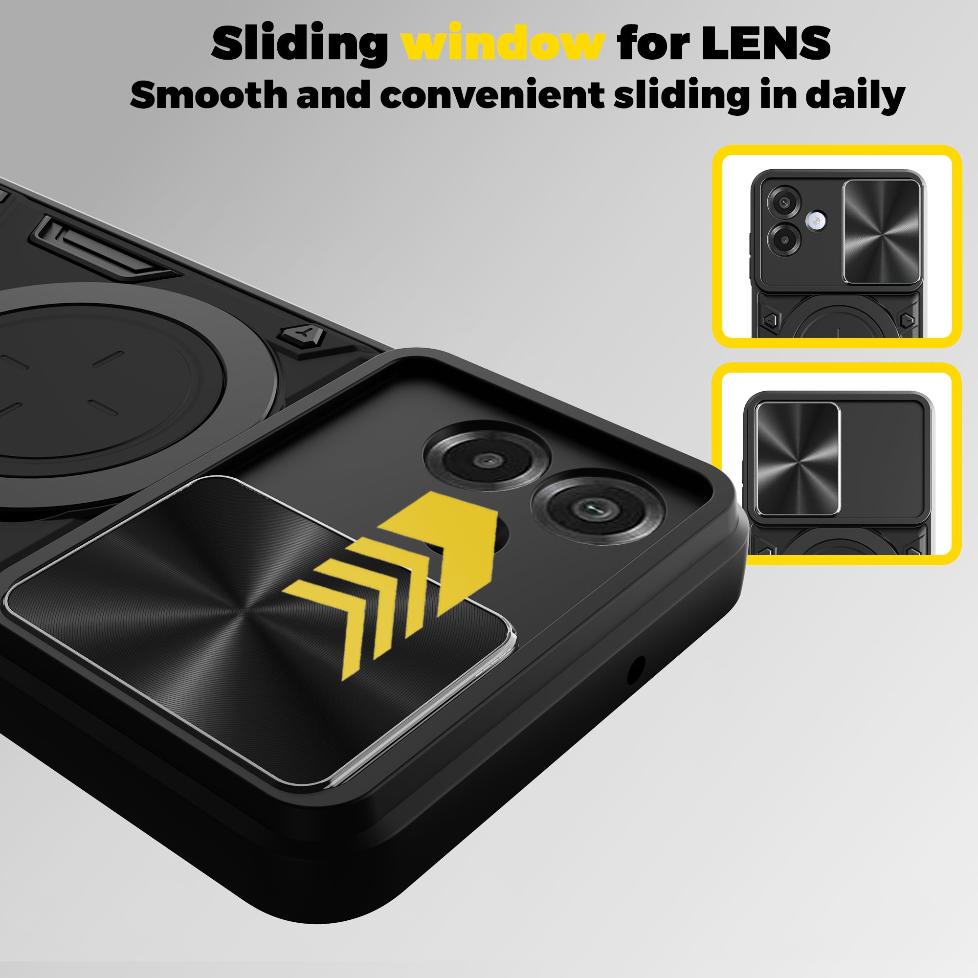 Samsung Galaxy A07 Ring Kickstand Case w/ Camera Cover [Black]