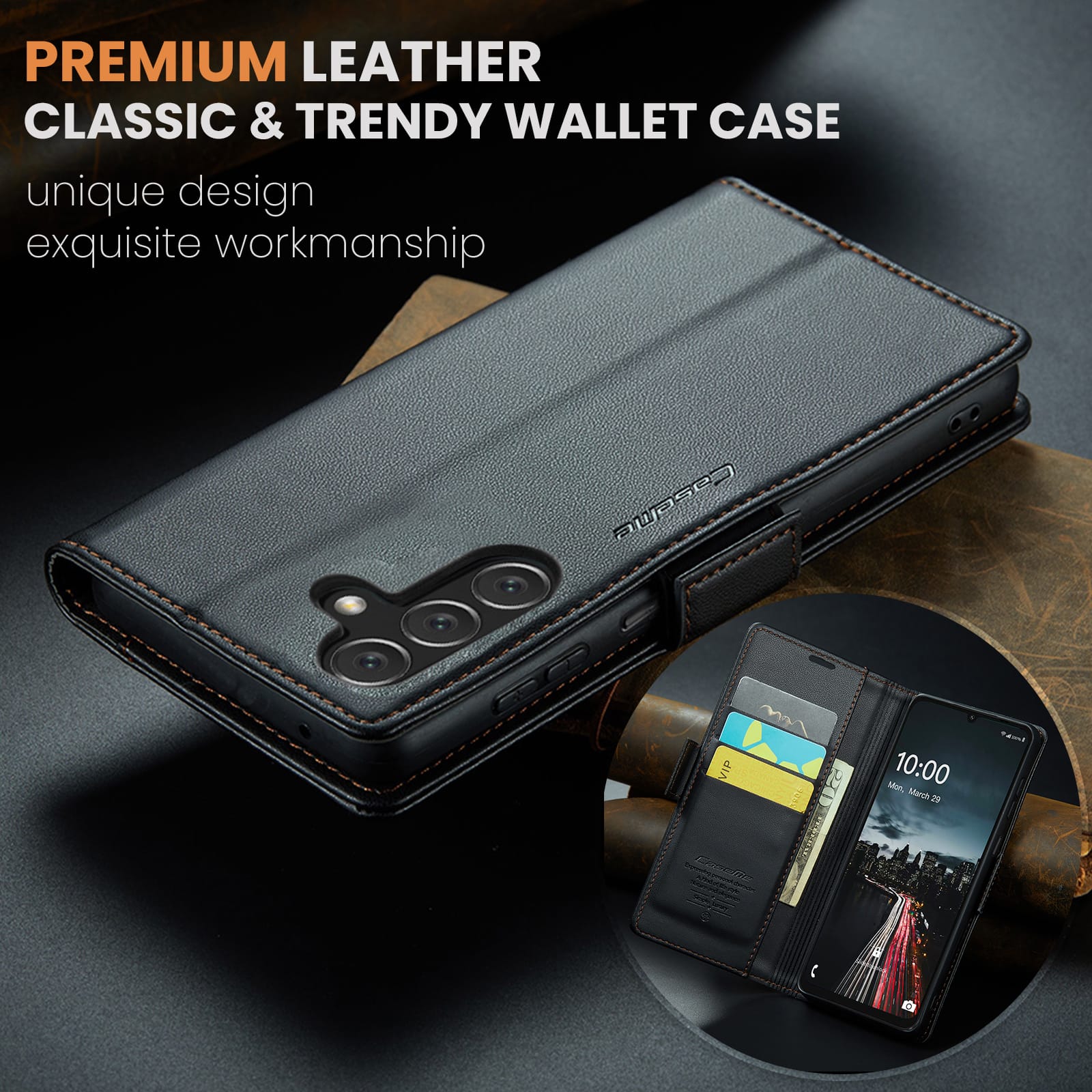 Samsung Galaxy A17 5G CaseMe Retro Wallet Case [Black]