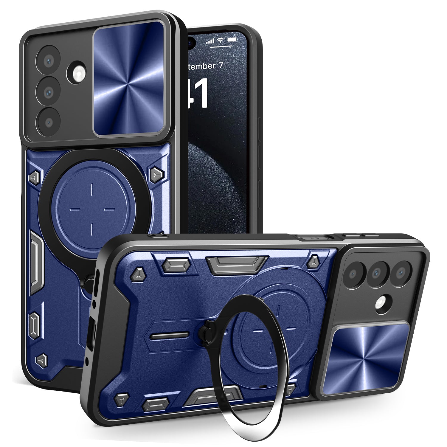 Samsung A17 5G Ring Kickstand Case w/ Camera Cover [Navy]