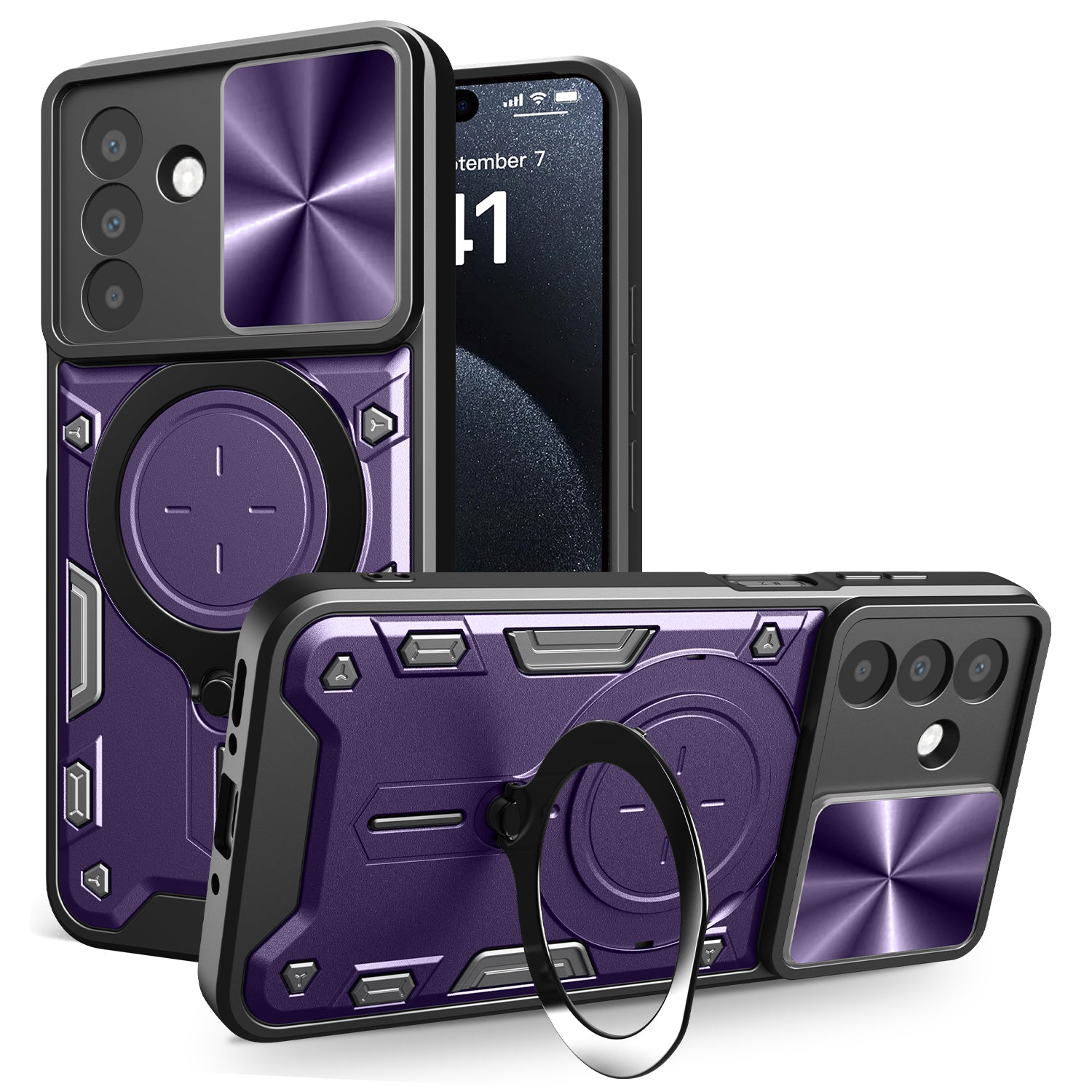 Samsung A17 5G Ring Kickstand Case w/ Camera Cover [Purple]