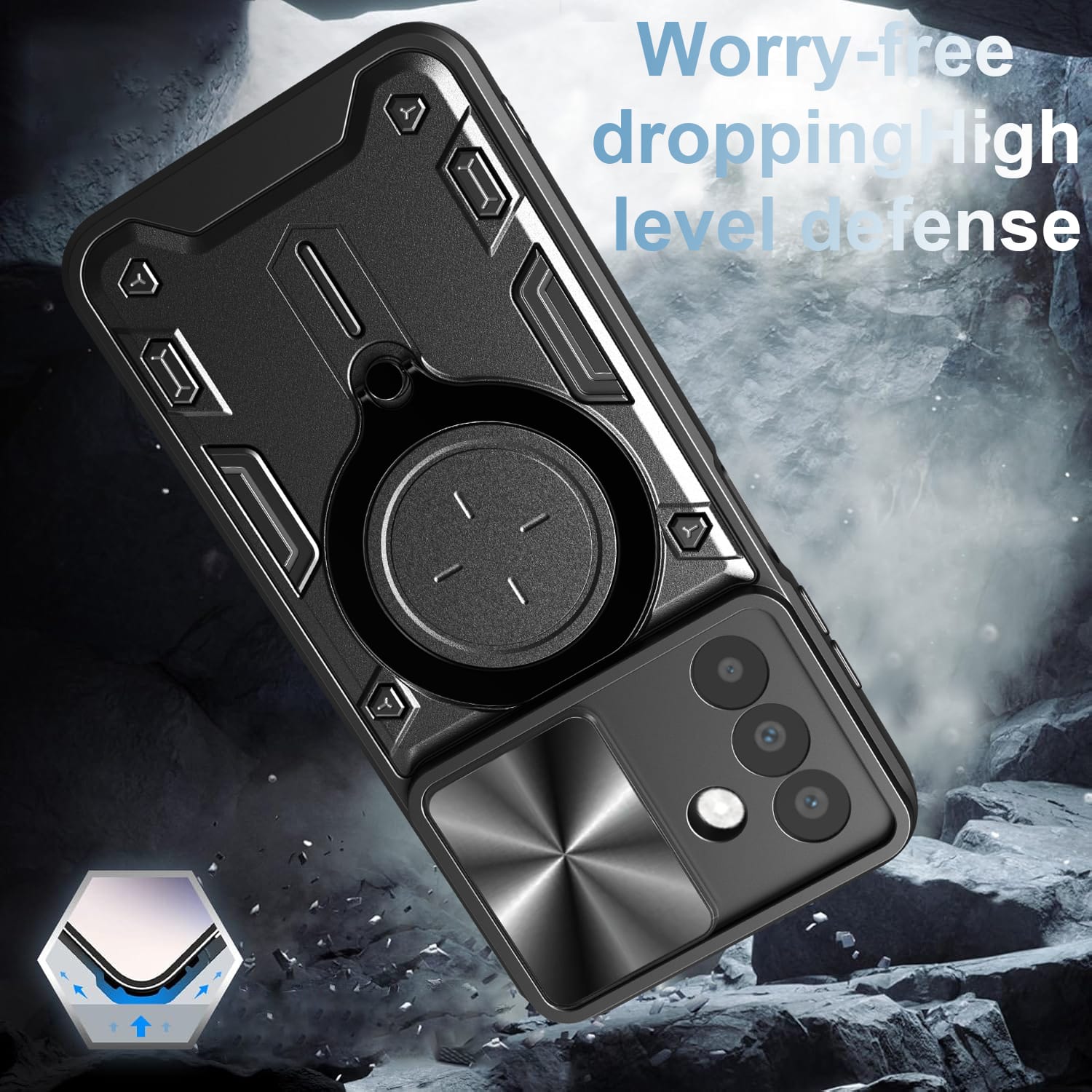 Samsung A26 5G Ring Kickstand Case w/ Camera Cover [Navy]