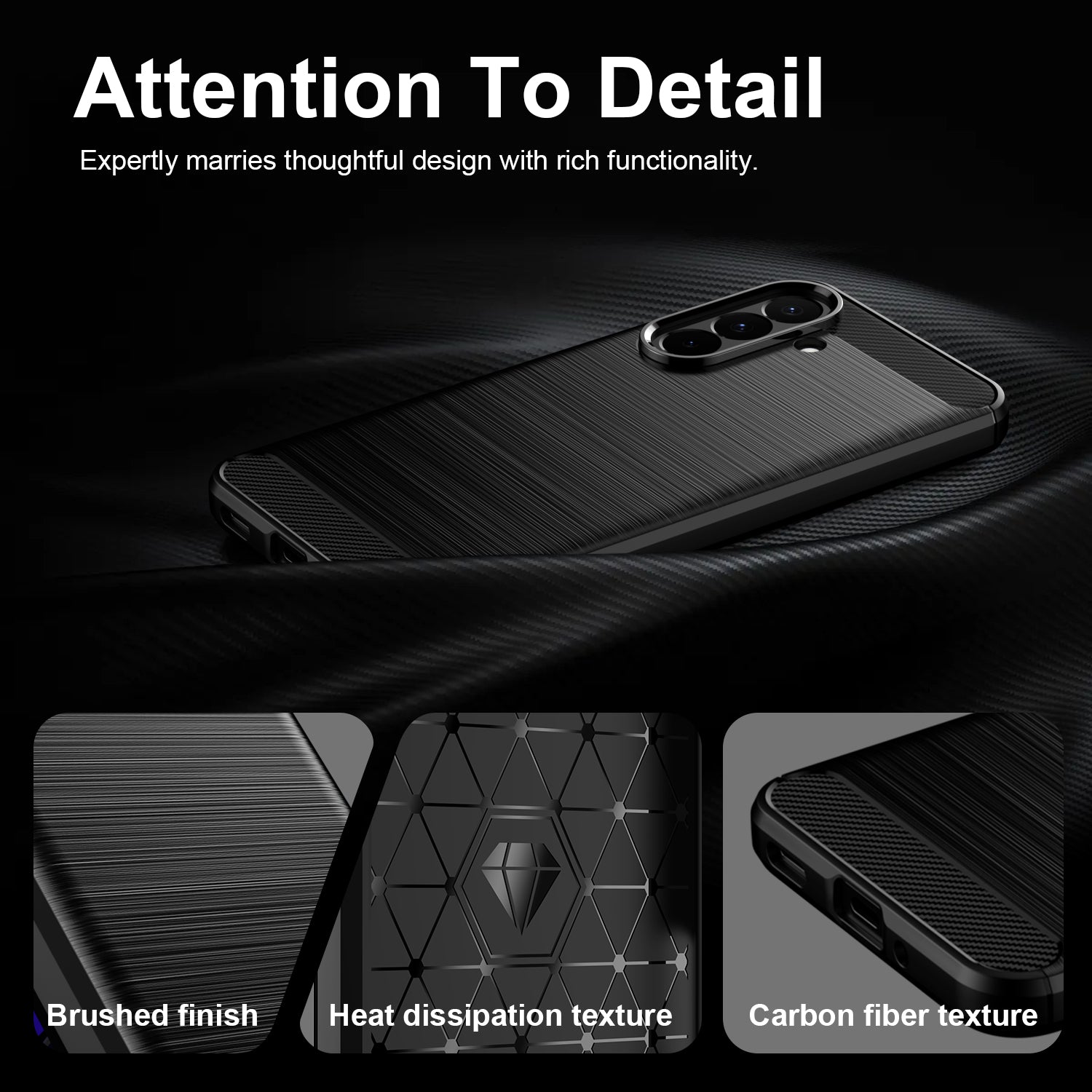 Samsung Galaxy A27 5G Carbon Fibre TPU Case Slim Shockproof Cover Black