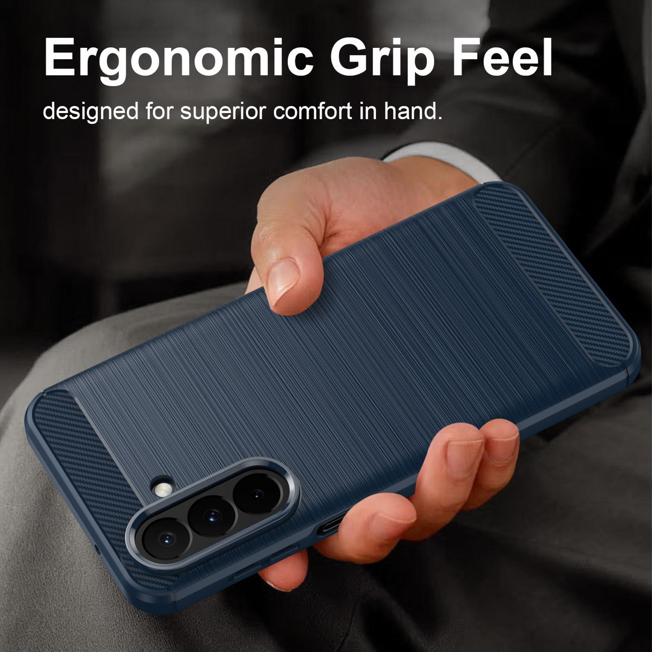 Samsung Galaxy A27 5G Carbon Fibre TPU Case Slim Shockproof Cover Navy