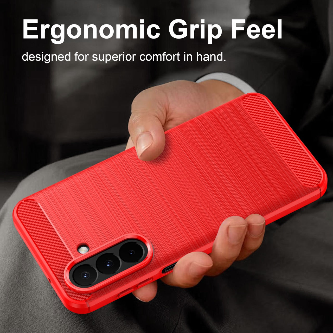 Samsung Galaxy A27 5G Carbon Fibre TPU Case Slim Shockproof Cover Red