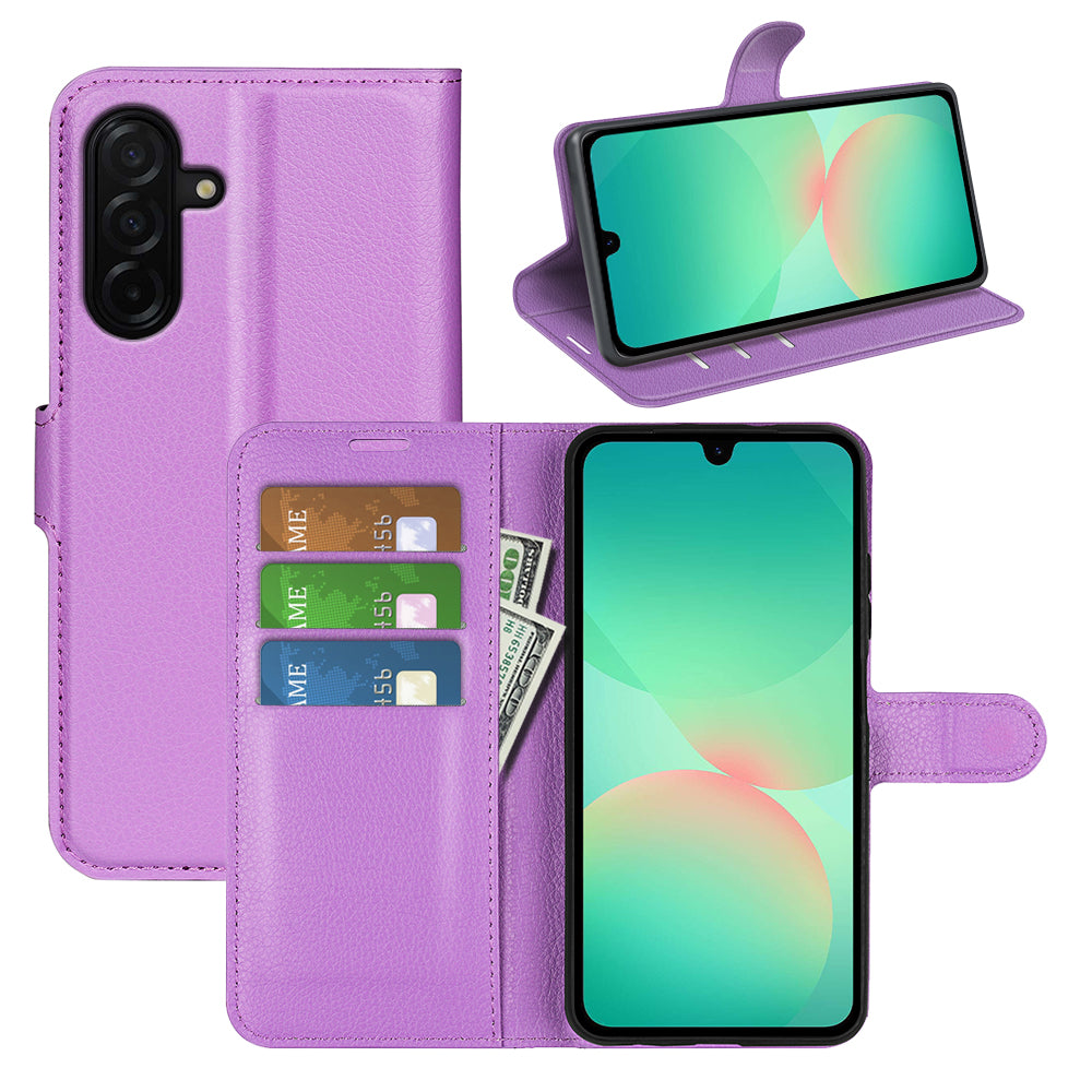 Wallet Case for Samsung Galaxy A27 5G – PU Leather Flip Cover with Card Holder & Stand [Purple]