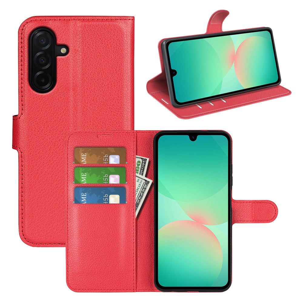 Wallet Case for Samsung Galaxy A27 5G – PU Leather Flip Cover with Card Holder & Stand [Red]