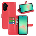Wallet Case for Samsung Galaxy A27 5G – PU Leather Flip Cover with Card Holder & Stand [Red] - Red