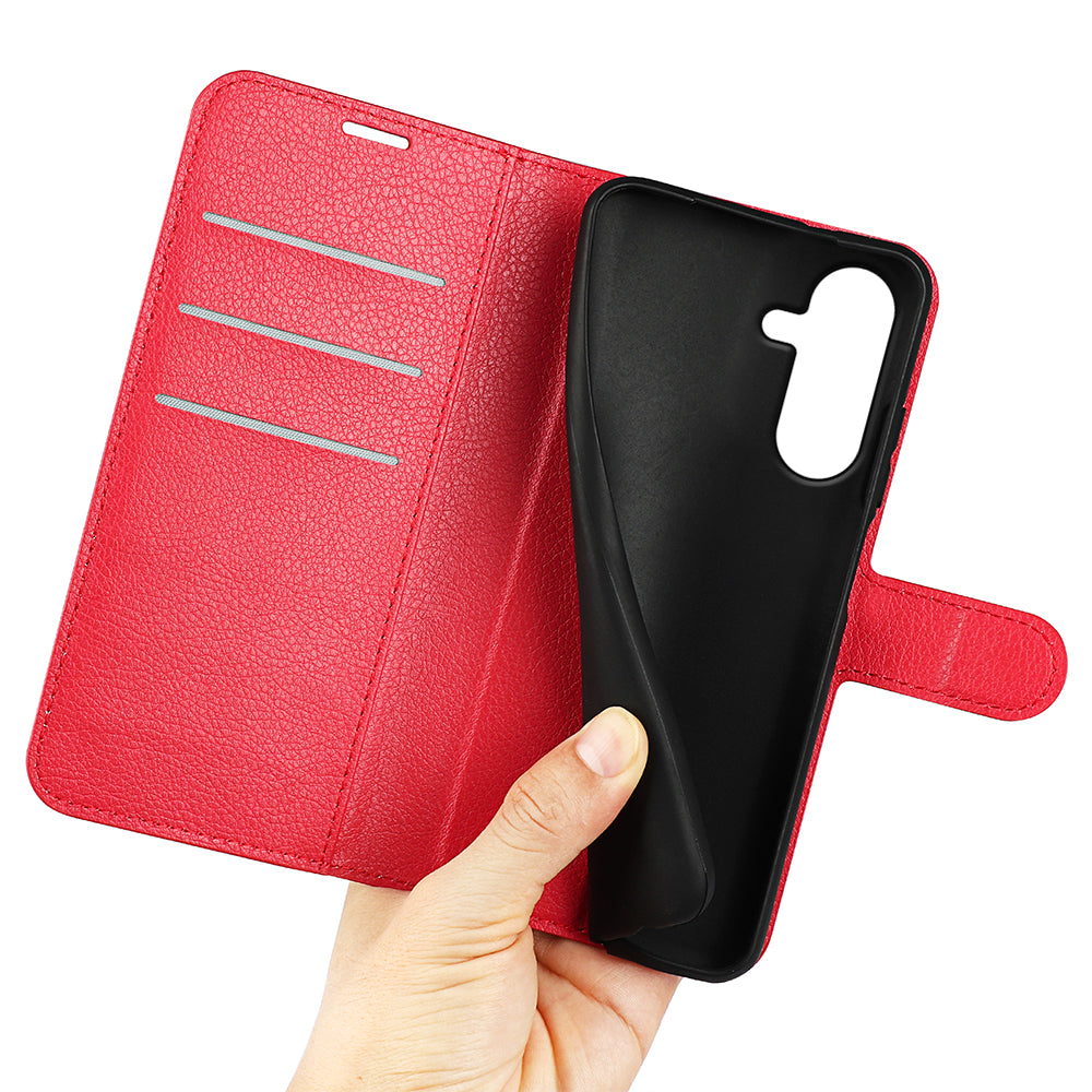 Wallet Case for Samsung Galaxy A27 5G – PU Leather Flip Cover with Card Holder & Stand [Red]