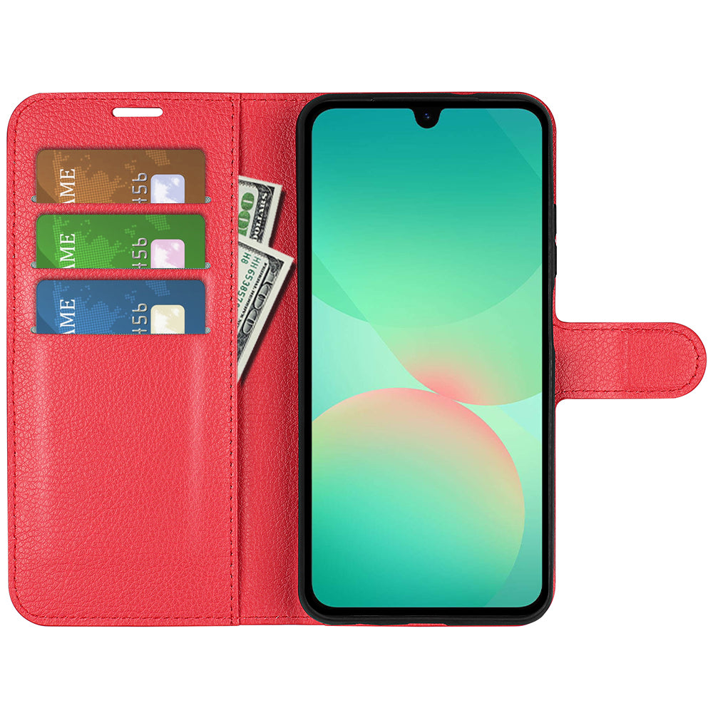 Wallet Case for Samsung Galaxy A27 5G – PU Leather Flip Cover with Card Holder & Stand [Red]