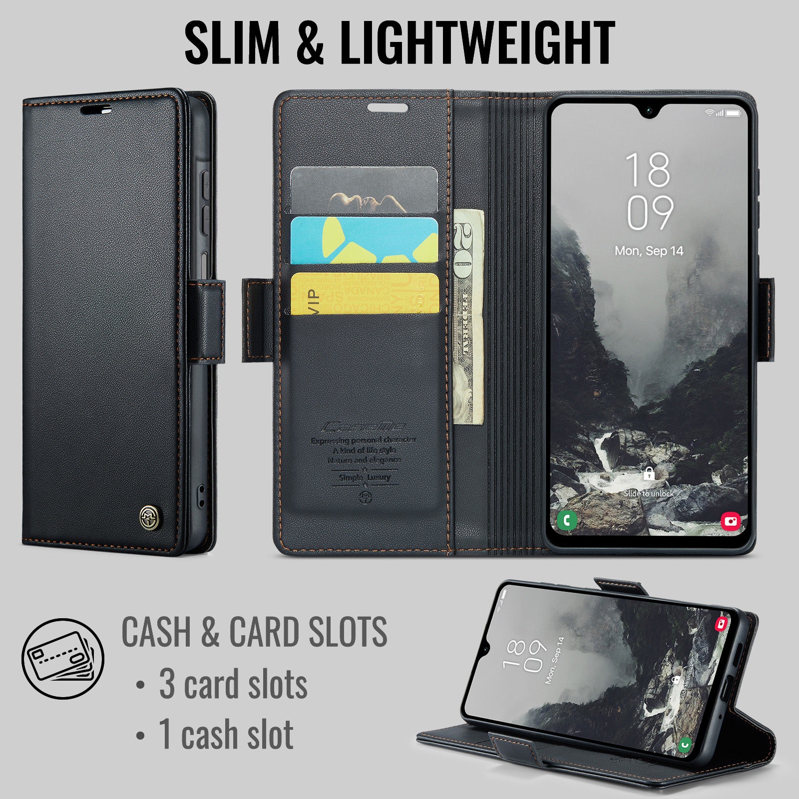 Samsung Galaxy A27 5G CaseMe Retro Wallet Case [Black]
