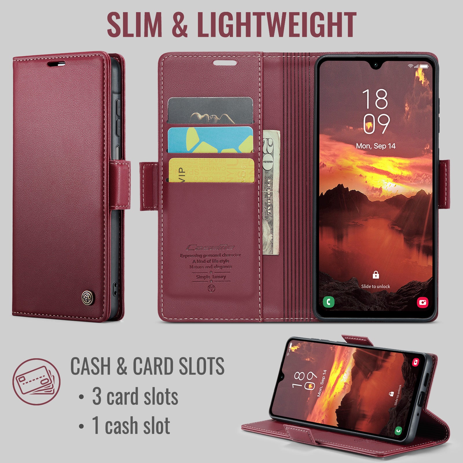 Samsung Galaxy A27 5G CaseMe Retro Wallet Case [Maroon]