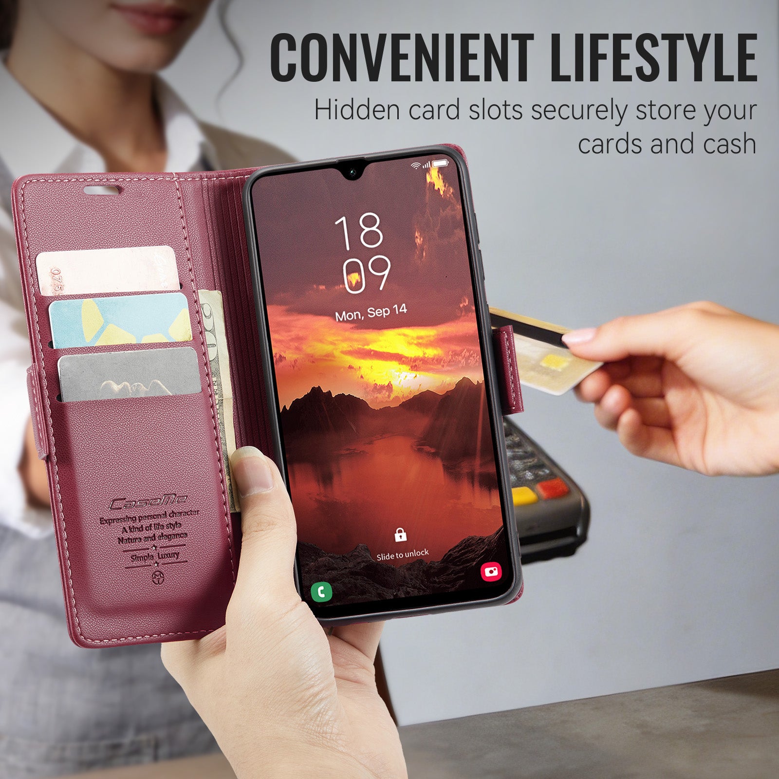 Samsung Galaxy A27 5G CaseMe Retro Wallet Case [Maroon]