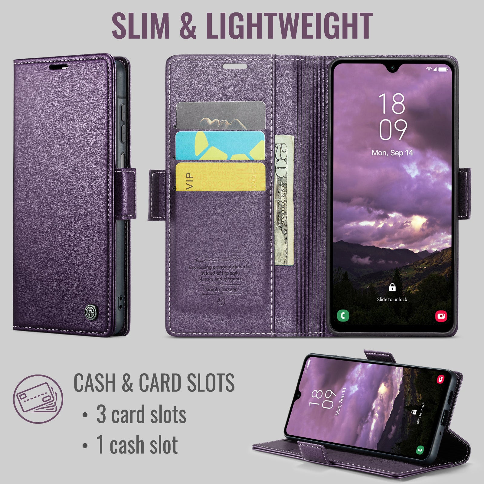 Samsung Galaxy A27 5G CaseMe Retro Wallet Case [Purple]