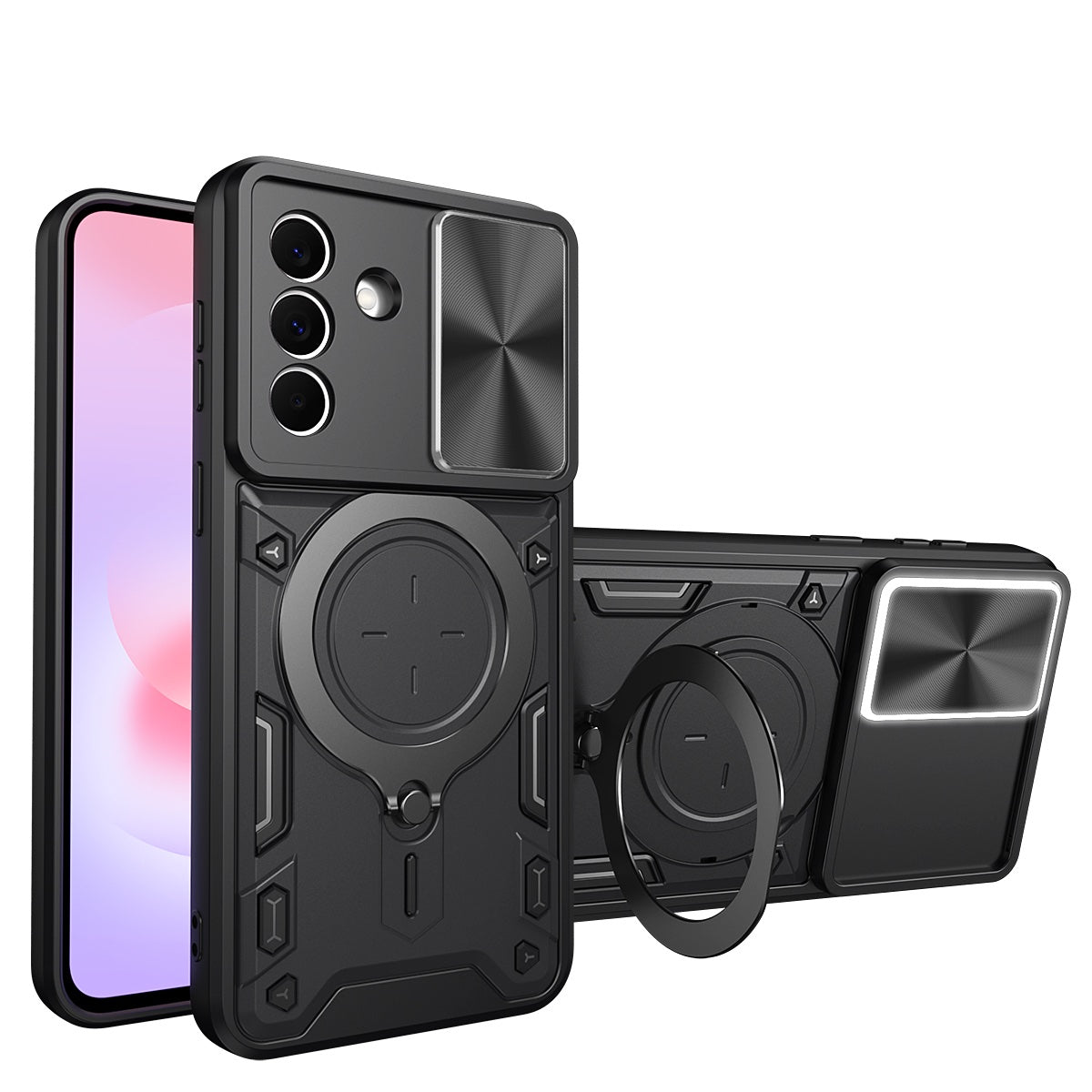 Samsung Galaxy A27 5G Ring Kickstand Case w/ Camera Cover [Black]