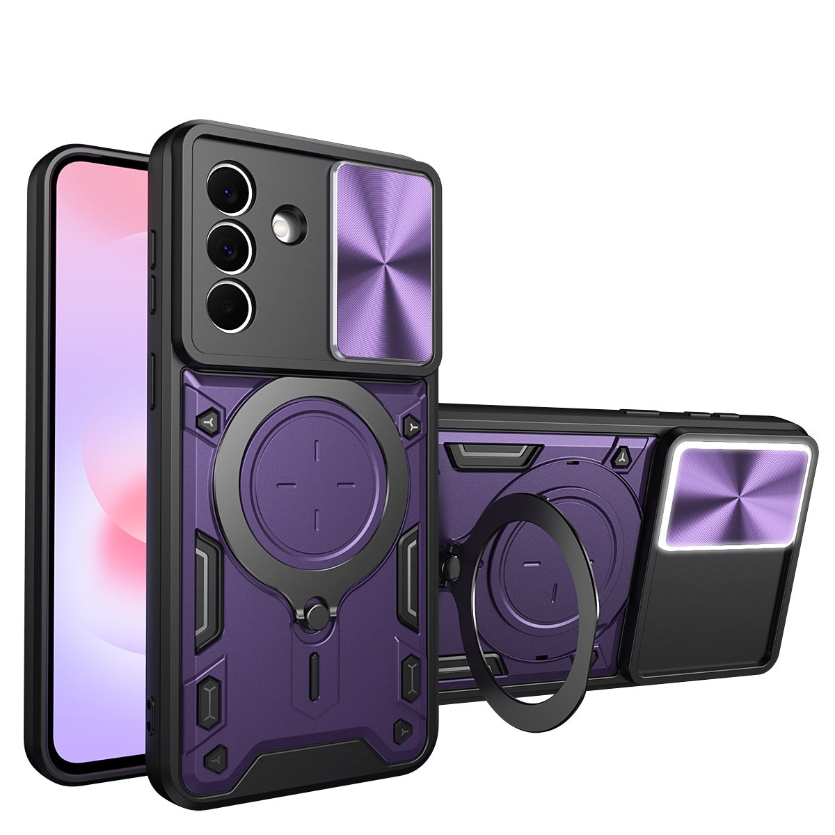 Samsung Galaxy A27 5G Ring Kickstand Case w/ Camera Cover [Purple]
