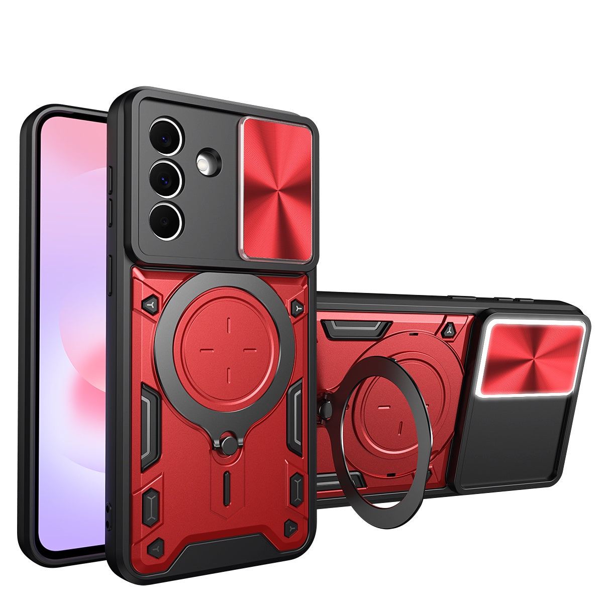Samsung Galaxy A27 5G Ring Kickstand Case w/ Camera Cover [Red]