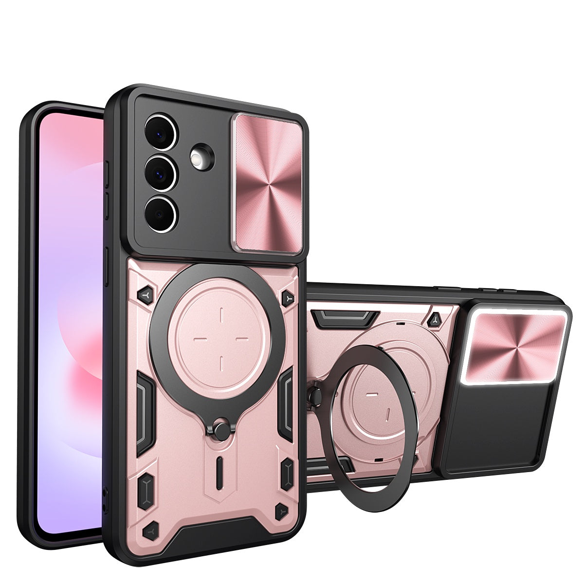 Samsung Galaxy A27 5G Ring Kickstand Case w/ Camera Cover [Rose Gold]