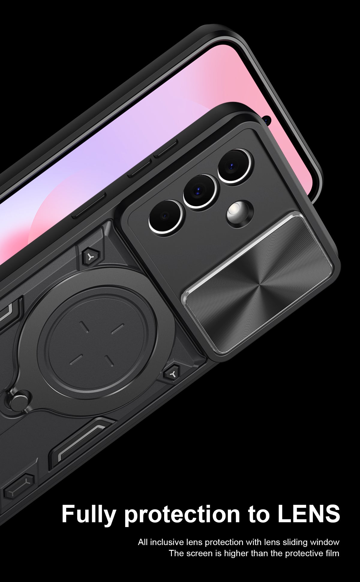 Samsung Galaxy A27 5G Ring Kickstand Case w/ Camera Cover [Red]