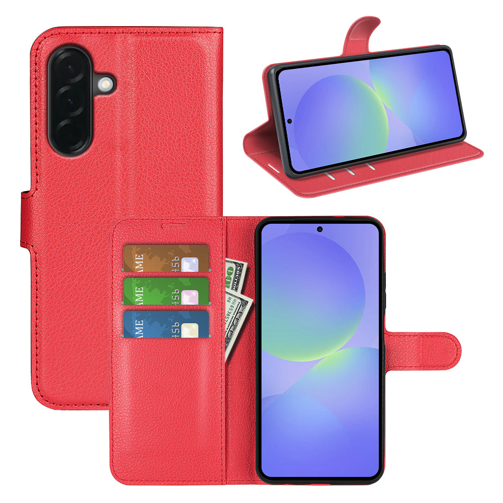 Wallet Case for Samsung Galaxy A37 5G – PU Leather Flip Cover with Card Holder & Stand [Red]