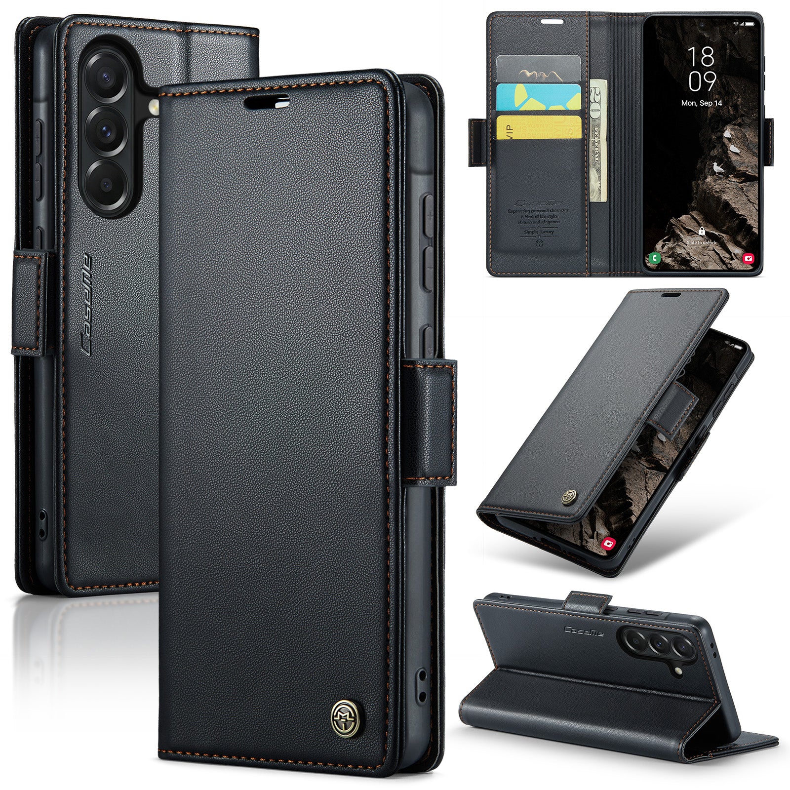 Samsung Galaxy A37 5G CaseMe Retro Wallet Case [Black]