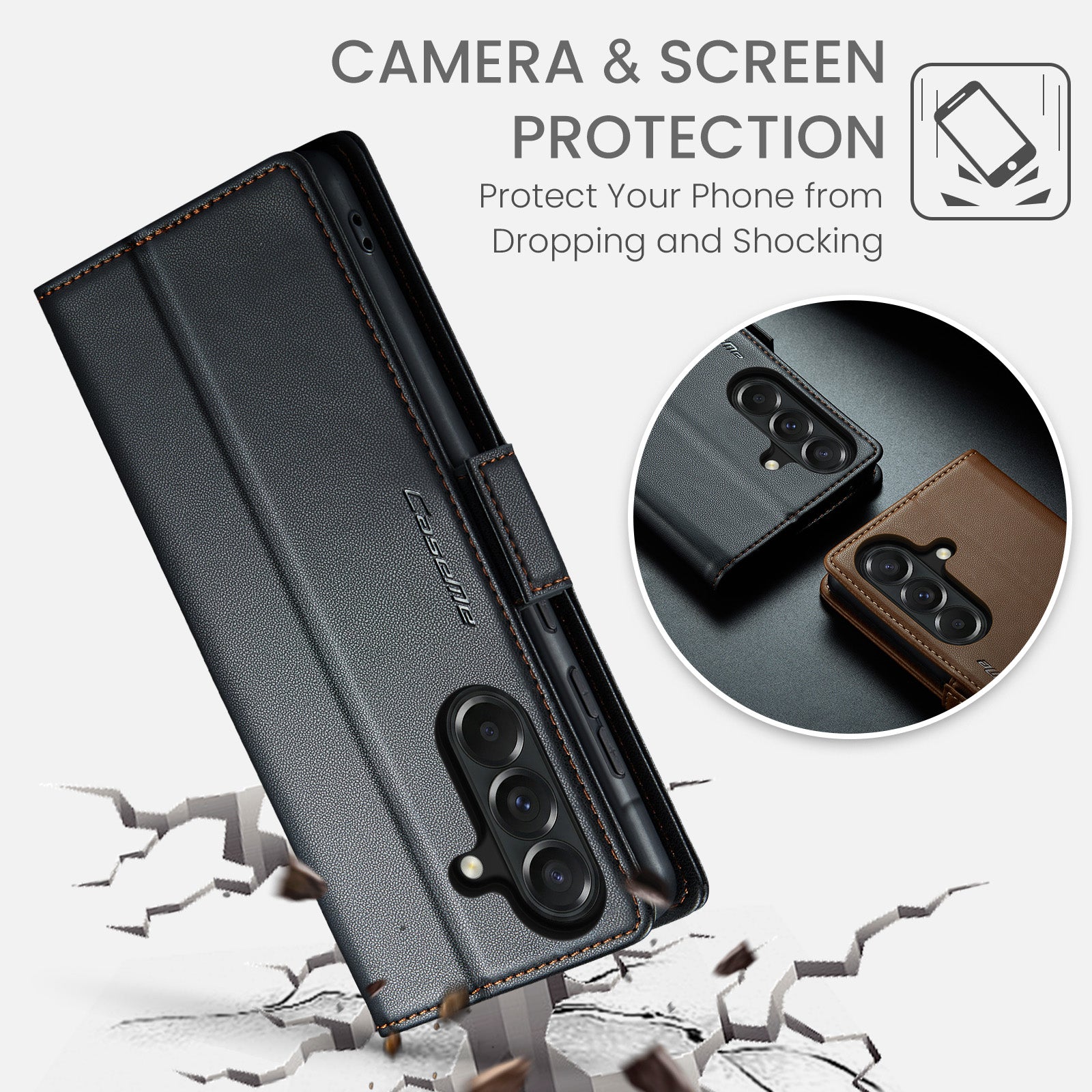 Samsung Galaxy A37 5G CaseMe Retro Wallet Case [Black]