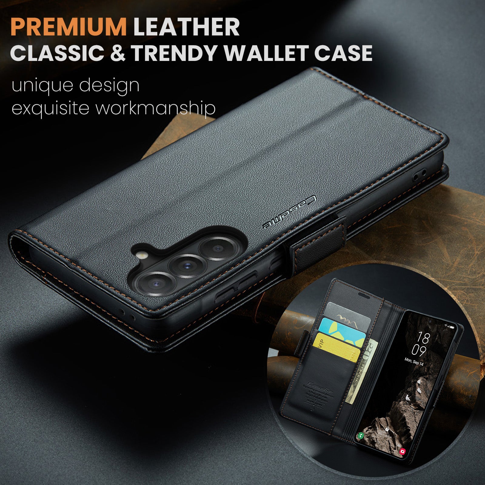 Samsung Galaxy A37 5G CaseMe Retro Wallet Case [Black]