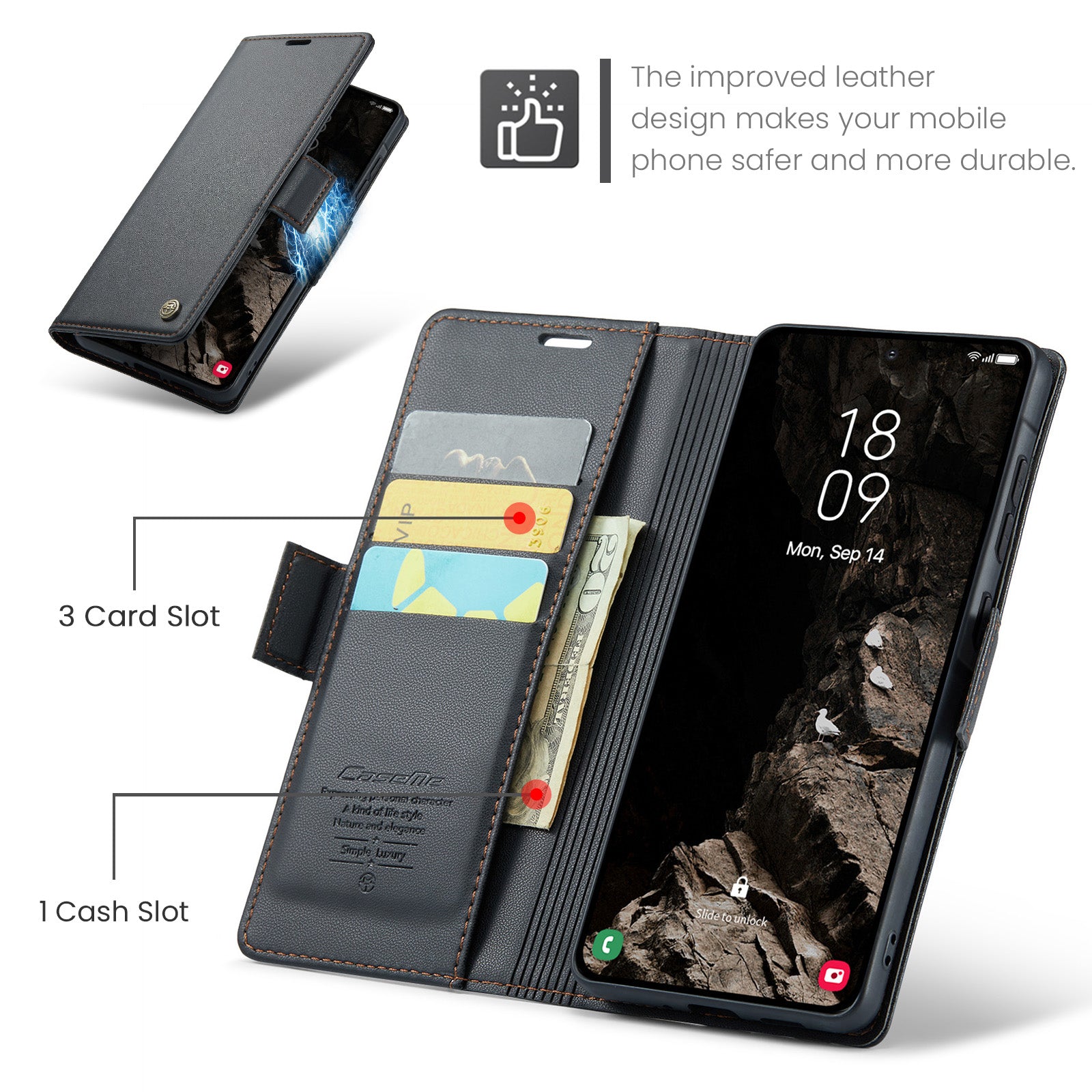Samsung Galaxy A37 5G CaseMe Retro Wallet Case [Black]