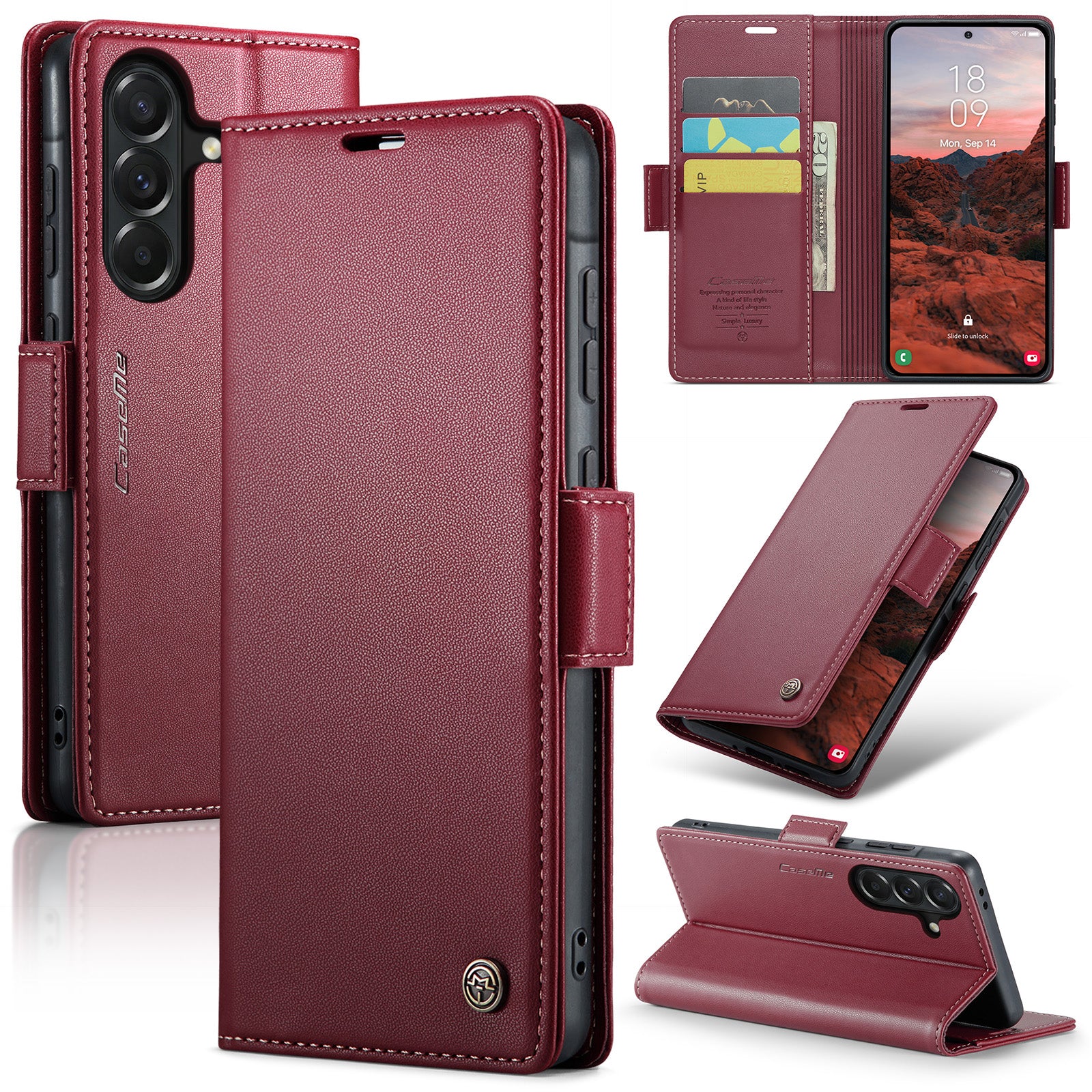 Samsung Galaxy A37 5G CaseMe Retro Wallet Case [Maroon]