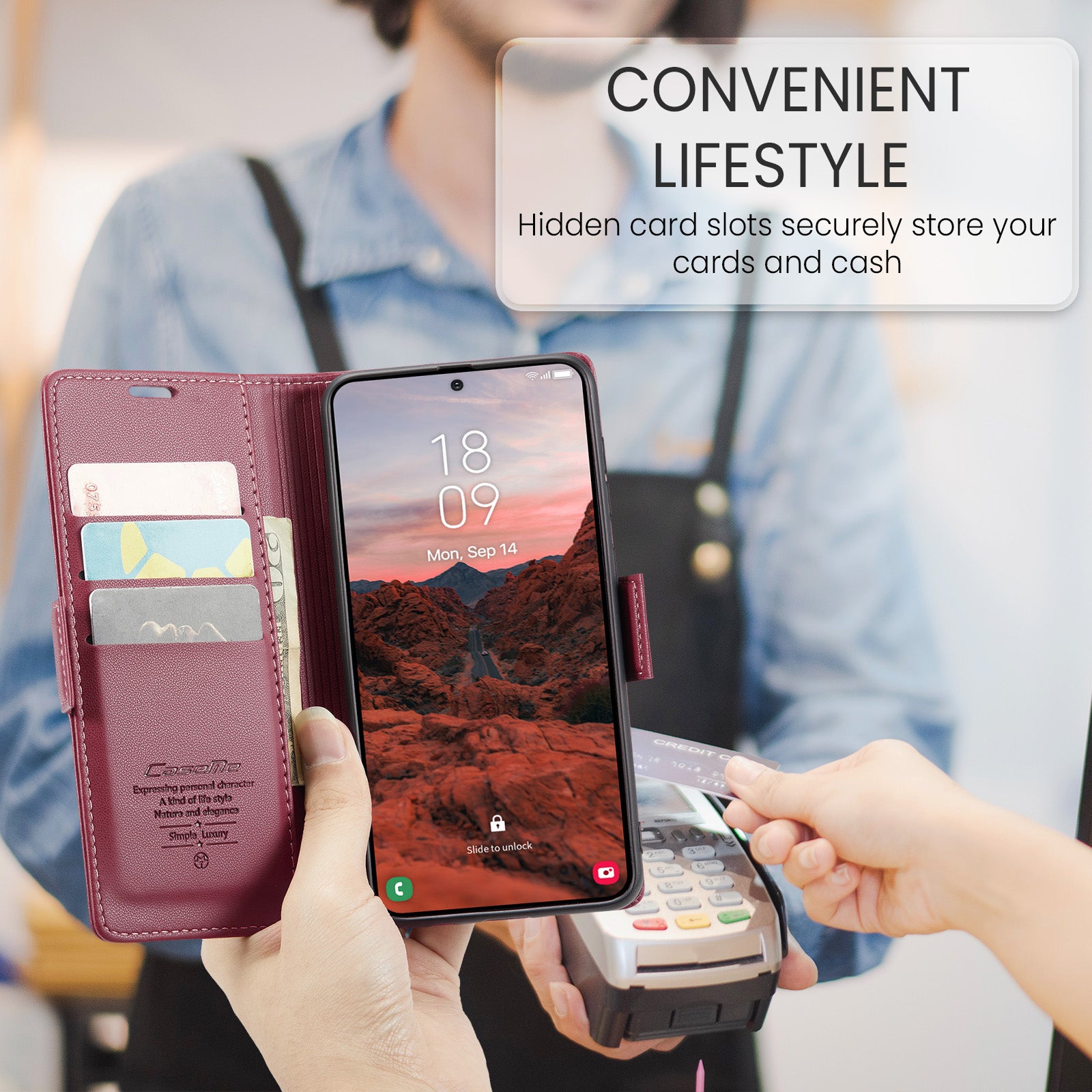 Samsung Galaxy A37 5G CaseMe Retro Wallet Case [Maroon]