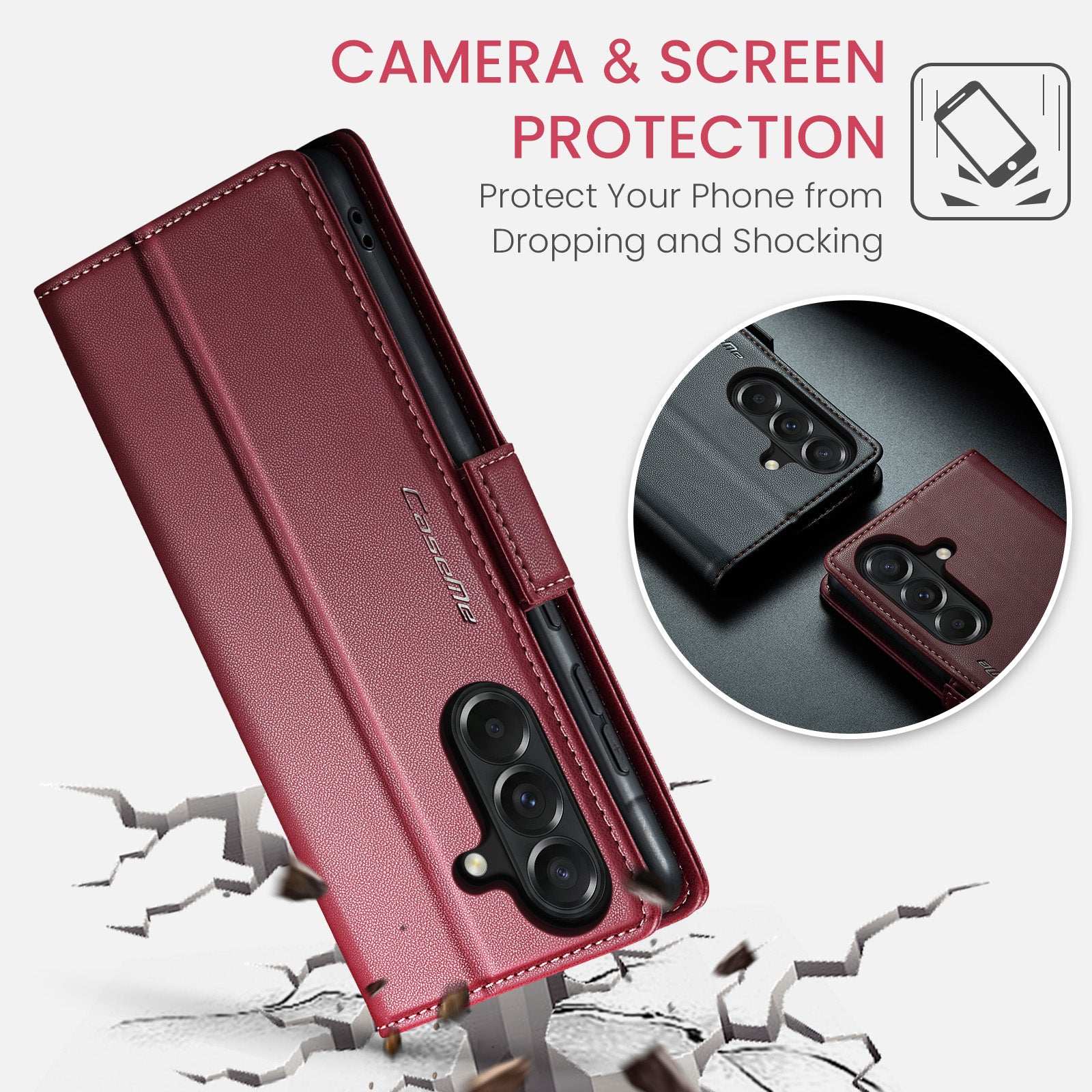 Samsung Galaxy A37 5G CaseMe Retro Wallet Case [Maroon]