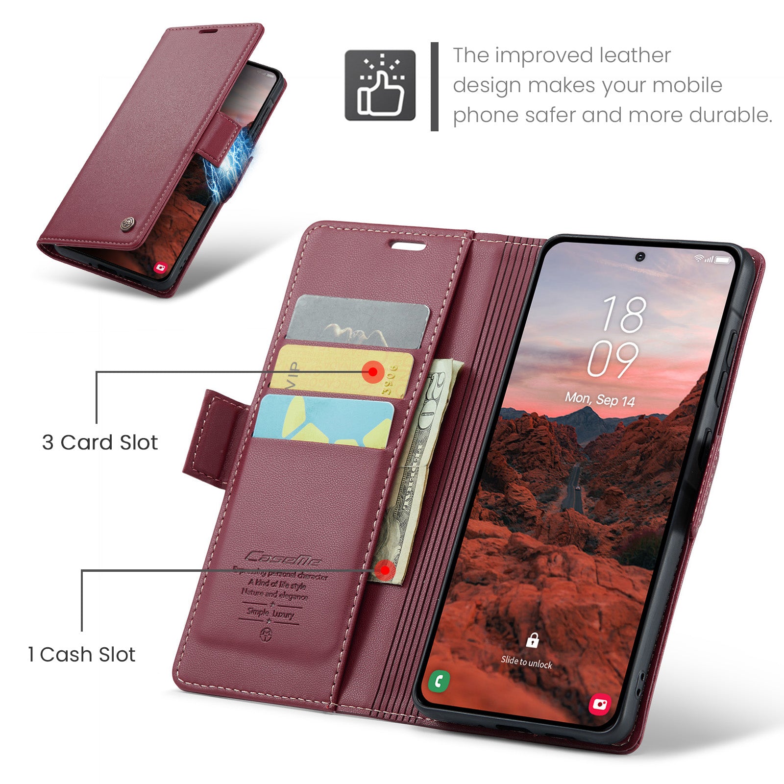 Samsung Galaxy A37 5G CaseMe Retro Wallet Case [Maroon]