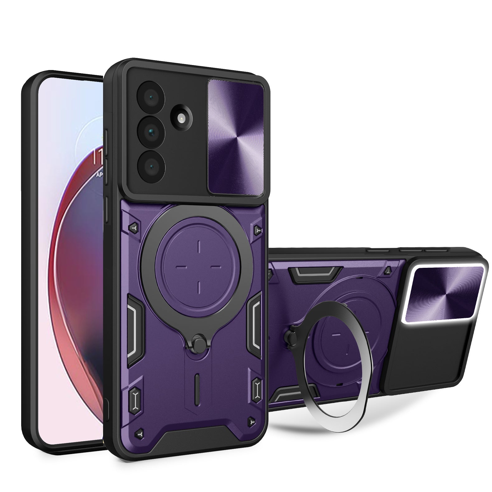 Samsung A37 5G Ring Kickstand Case w/ Camera Cover [Purple]