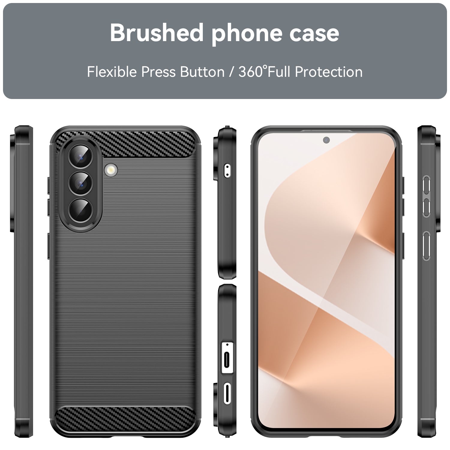 Samsung A57 5G Carbon Fibre TPU Case Slim Shockproof Cover Black