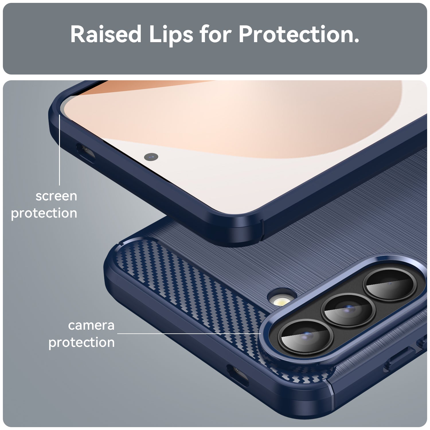 Samsung A57 5G Carbon Fibre TPU Case Slim Shockproof Cover Navy