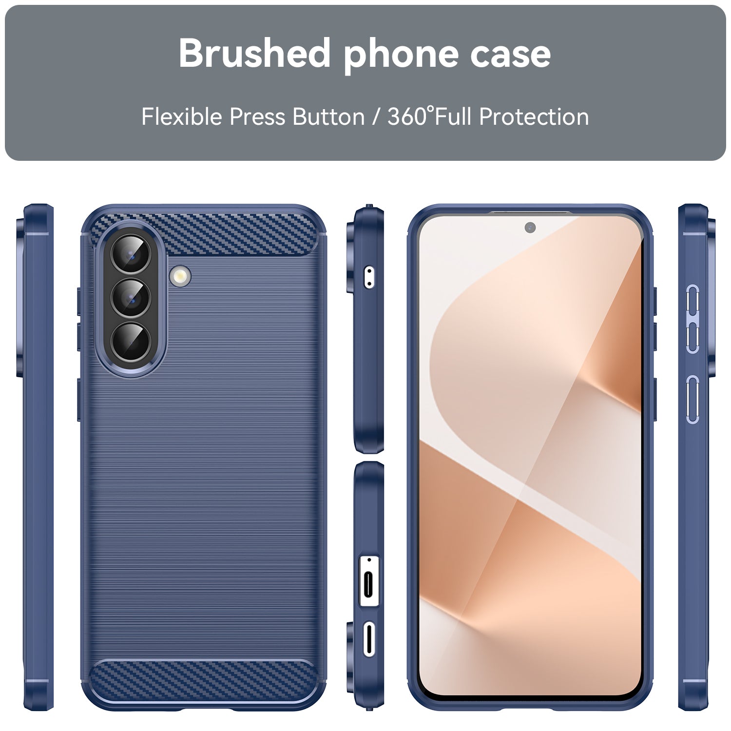 Samsung A57 5G Carbon Fibre TPU Case Slim Shockproof Cover Navy