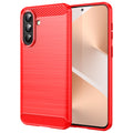 Samsung A57 5G Carbon Fibre TPU Case Slim Shockproof Cover Red - Red