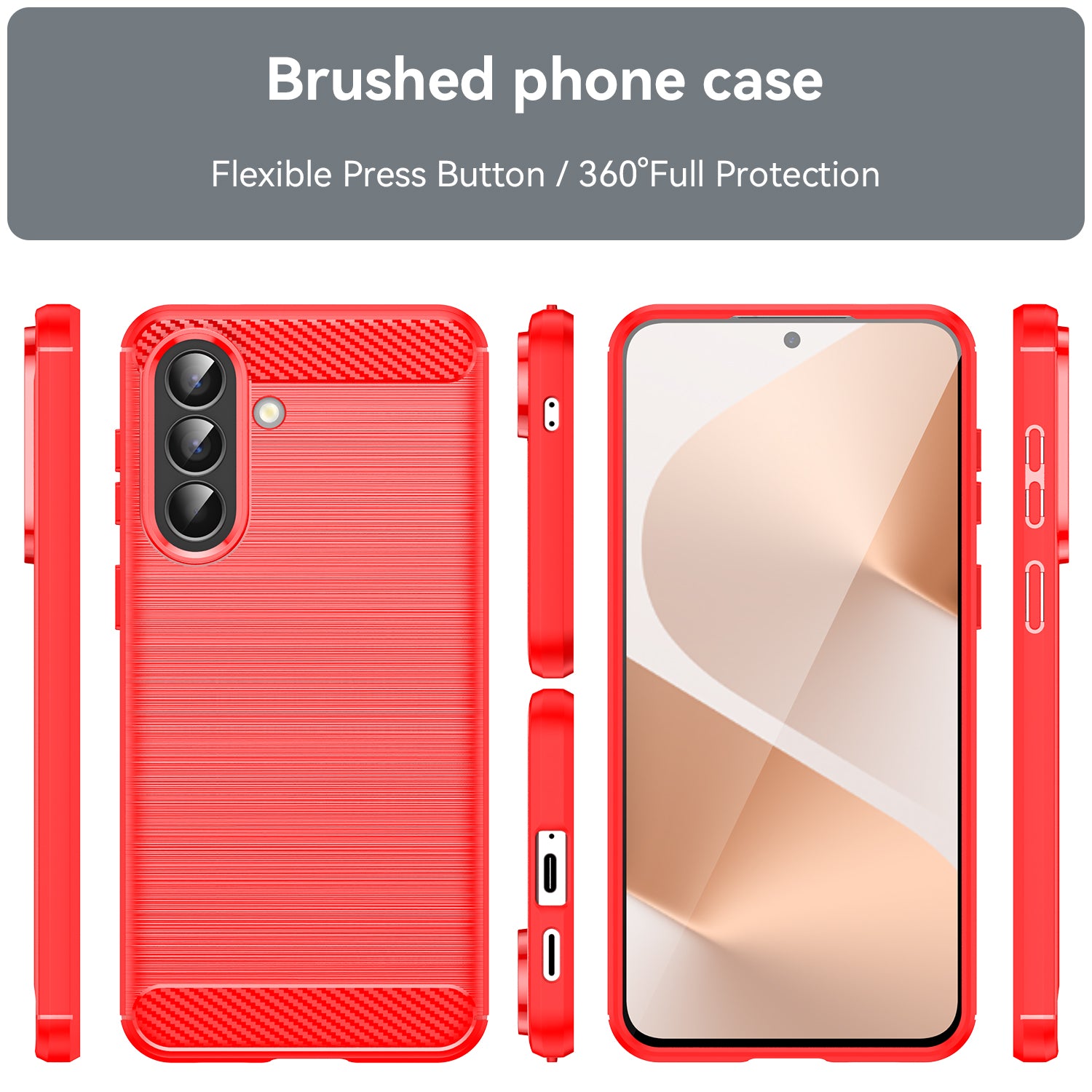 Samsung A57 5G Carbon Fibre TPU Case Slim Shockproof Cover Red