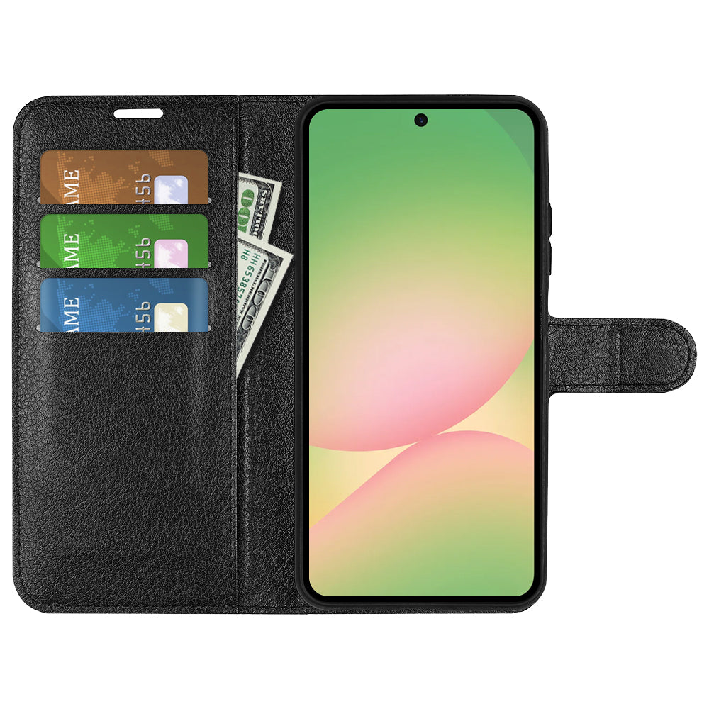 Wallet Case for Samsung Galaxy A57 5G – PU Leather Flip Cover with Card Holder & Stand [Black]
