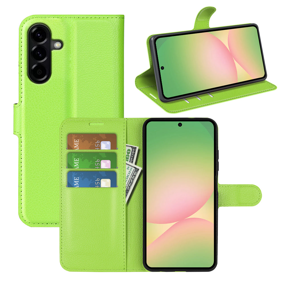 Wallet Case for Samsung Galaxy A57 5G – PU Leather Flip Cover with Card Holder & Stand [Green]