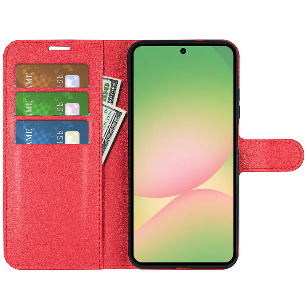 Wallet Case for Samsung Galaxy A57 5G – PU Leather Flip Cover with Card Holder & Stand [Red]