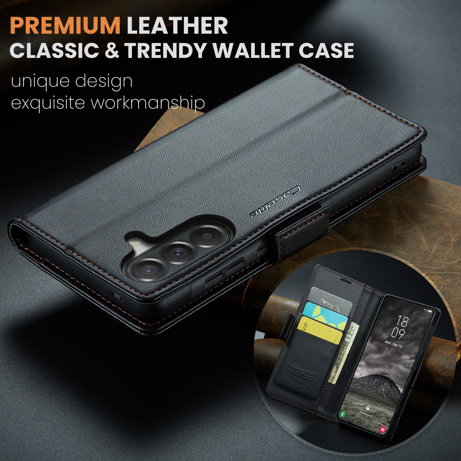 Samsung Galaxy A56 5G CaseMe Retro Wallet Case [Black]