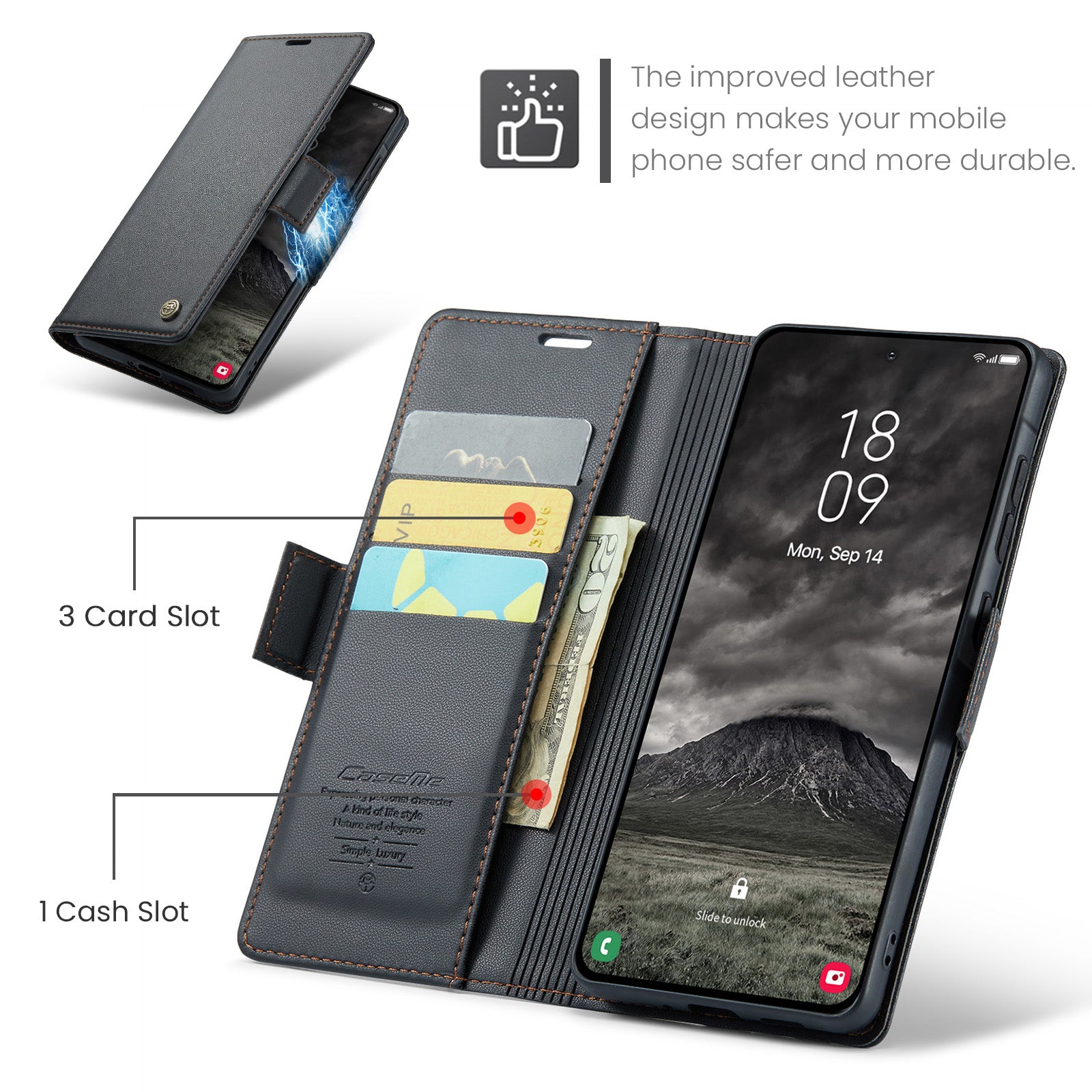 Samsung Galaxy A56 5G CaseMe Retro Wallet Case [Black]