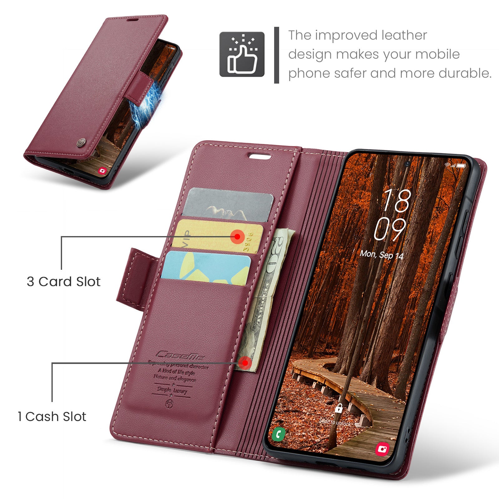 Samsung Galaxy A56 5G CaseMe Retro Wallet Case [Maroon]
