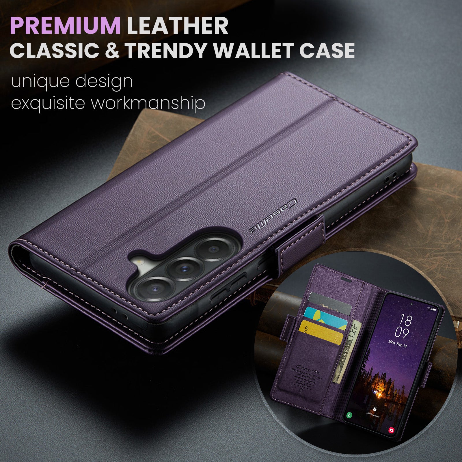 Samsung Galaxy A56 5G CaseMe Retro Wallet Case [Purple]