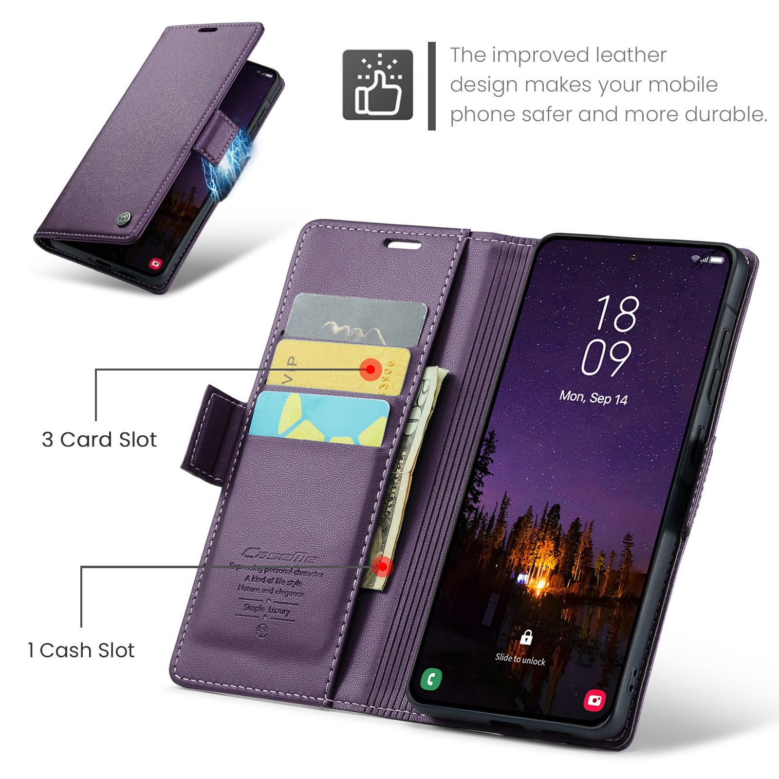 Samsung Galaxy A56 5G CaseMe Retro Wallet Case [Purple]