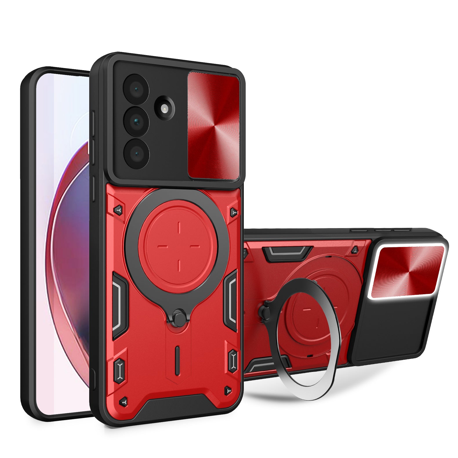 Samsung A57 5G  Ring Kickstand Case w/ Camera Cover [Red]