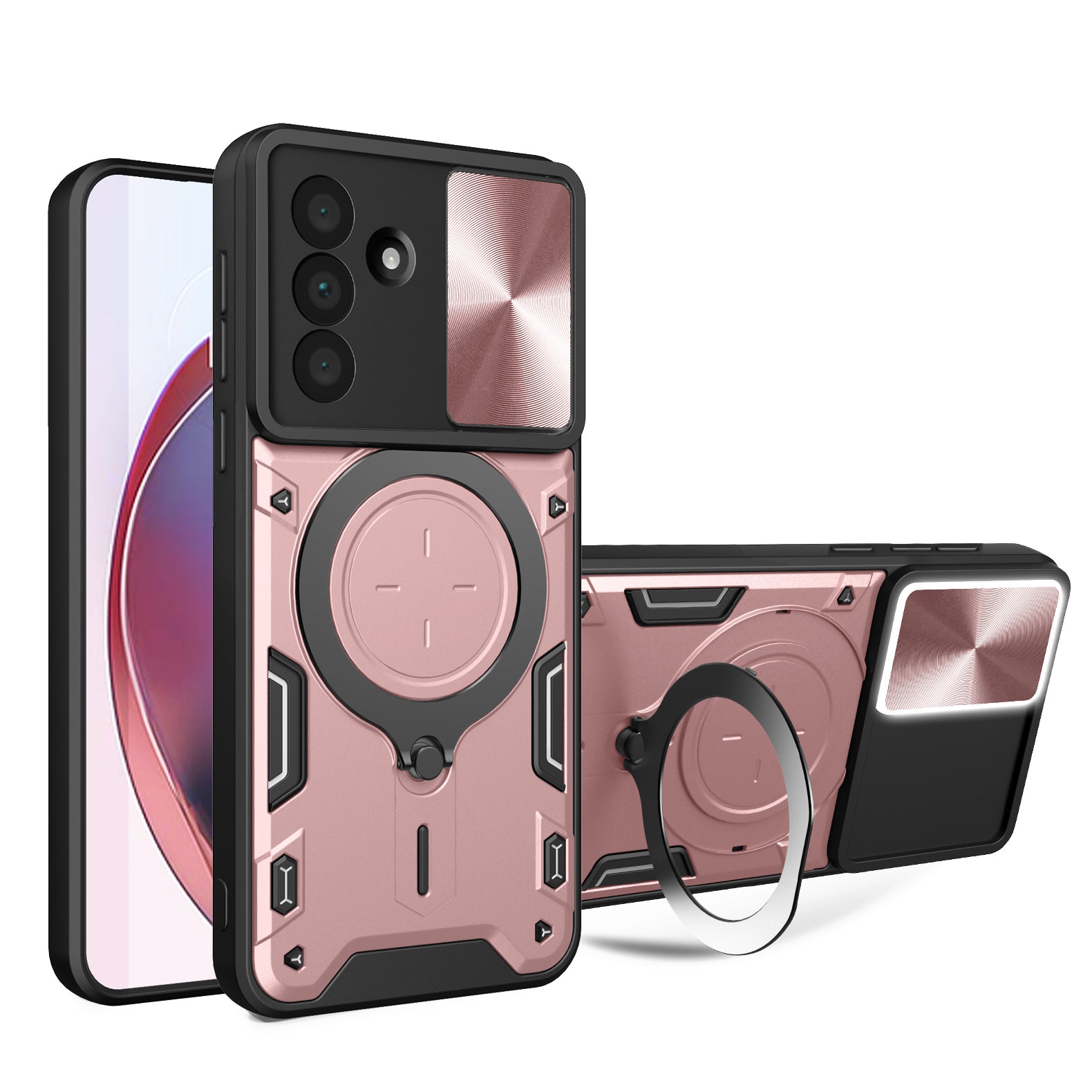 Samsung A57 5G  Ring Kickstand Case w/ Camera Cover [Rose Gold]