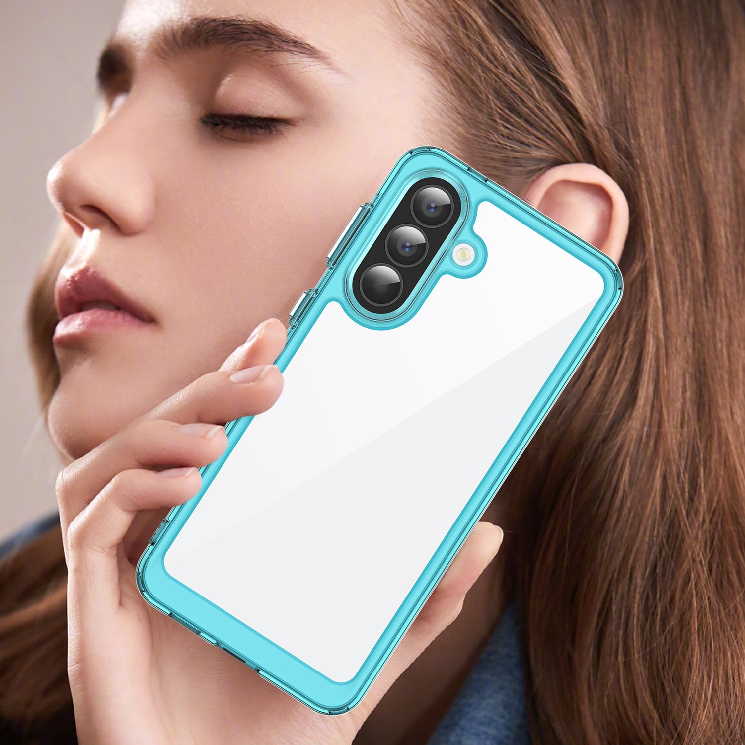 Samsung Galaxy A57 5G Soft TPU Bumper Shockproof Cover Case [Clear Blue]